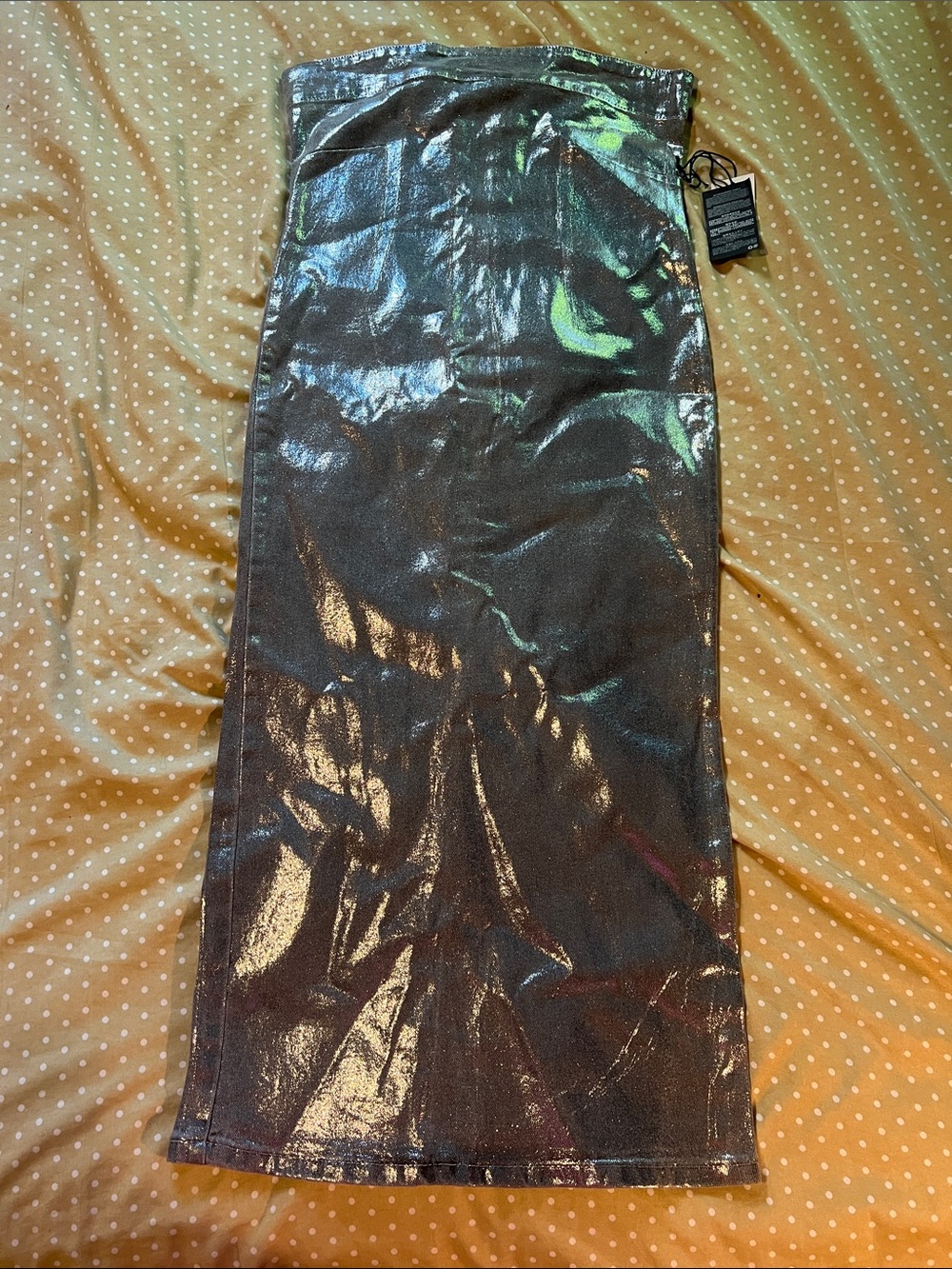 Shimmer Metallic Pencil dress in Iridescent Charcoal